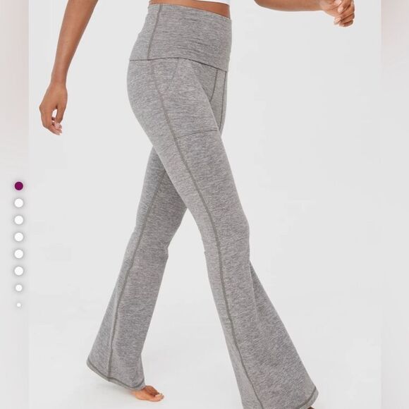Aerie Offline The Hugger Foldover Hi Rise Flare Pant Gray - Picture 6 of 11
